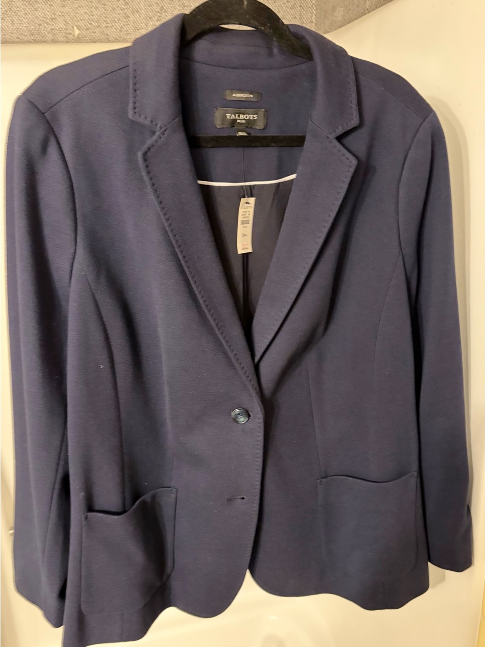 Talbots Navy Single-Button Ponte Blazer Jacket